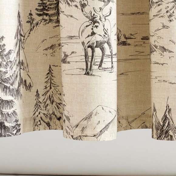 Pottery Barn Forest Sketch Shower Curtain - Cream and Black - Picture 3 of 5